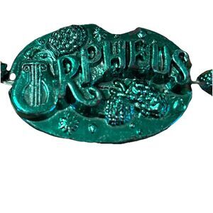 Vtg Mardi Gras Krewe of Orpheus Throw Bead Five Necklaces 20" Lyre Harp Green